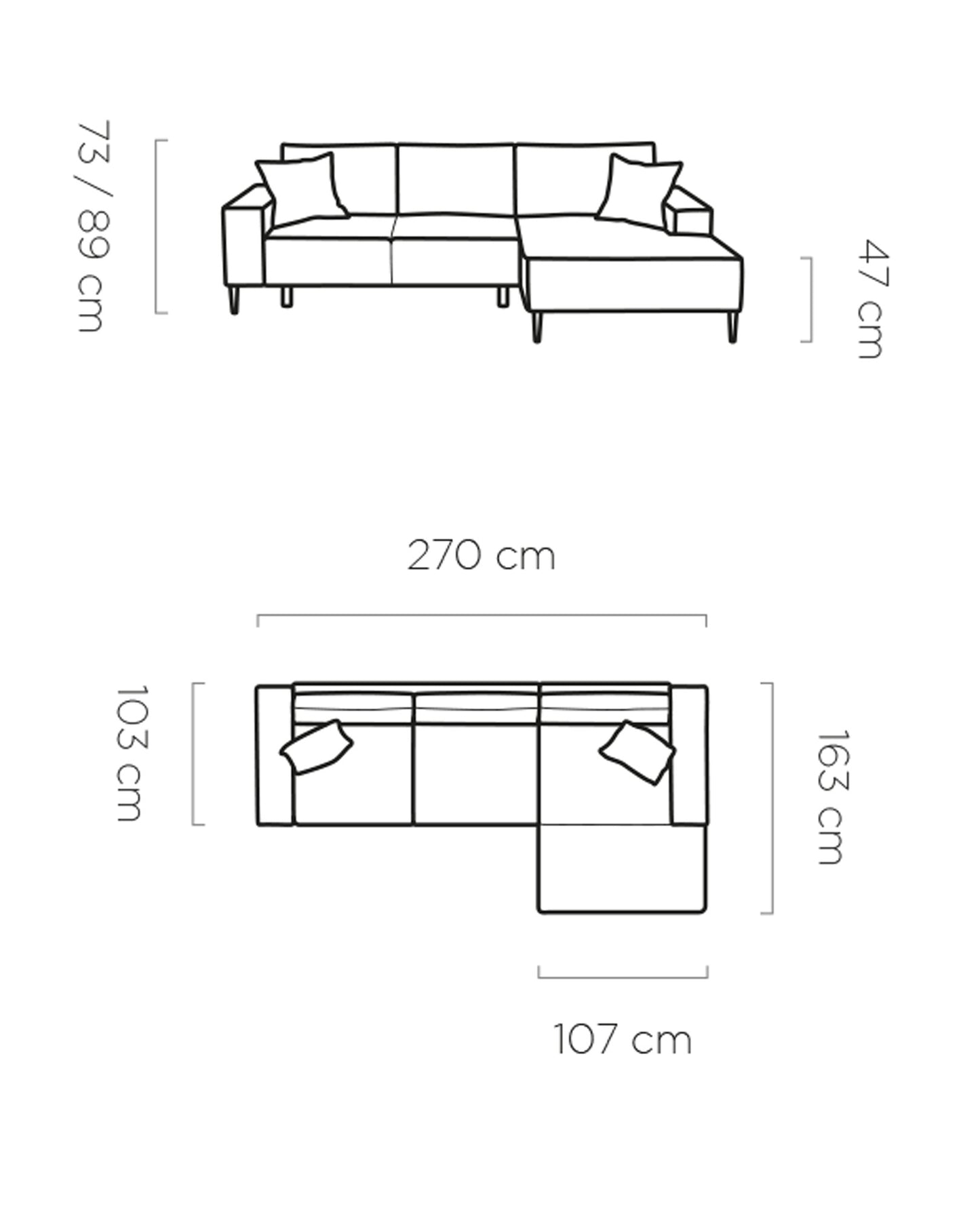 MATINO - L-Shape Corner Sofa Bed With Sleeping Function Various Colour width 270 cm