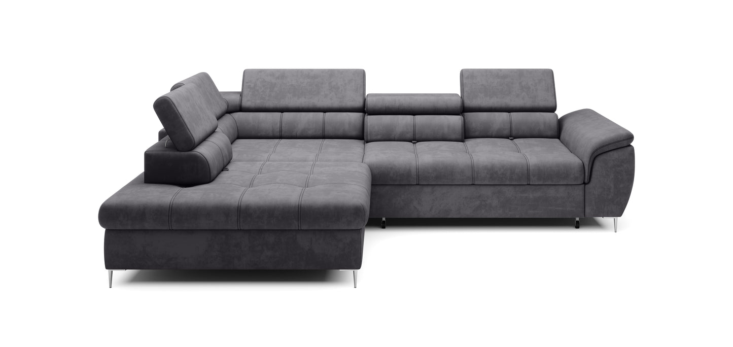 EMPONI - Luxury Corner Sofa with Double Bed & Storage For Minimialist Interiors Width 290 cm