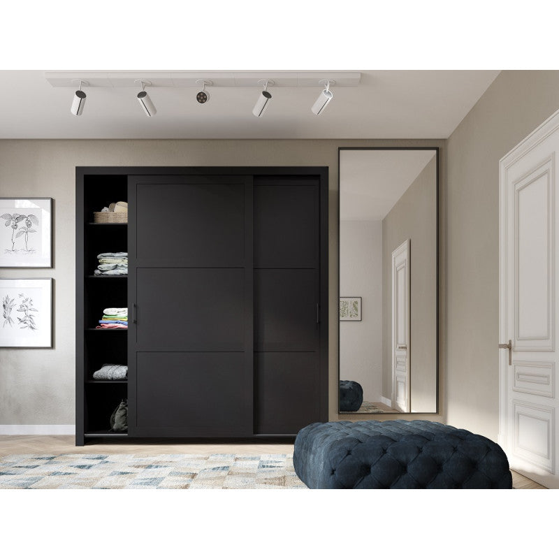 Framia - Sliding Doors Wardrobe With Shelves Rail Various Colour width 185 cm
