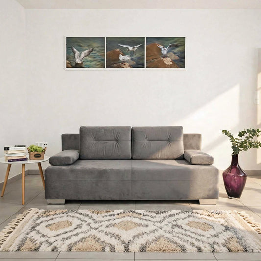 ANGUS CrisTap Grey Velour Sofa Bed (Terra 92) Width: 190 cm | 74.8"