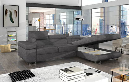 ARALANDO -L-Shape Left Corner Sofa Bed with Sleeping Function Storage Colour Grey FAST DELIVERY Width 289 cm