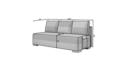 ETELE - Sofa with Double Bed & Storage Width 200 cm