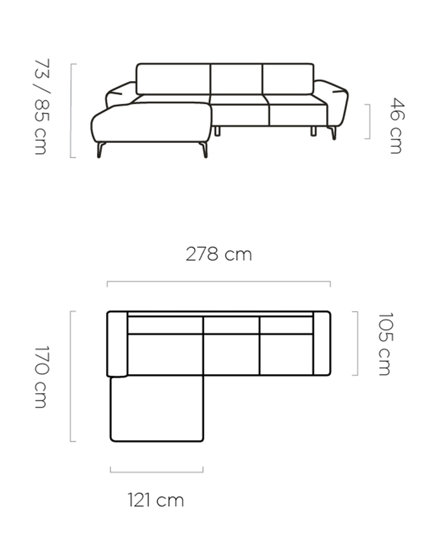 BALIO - Corner Sofa with Double Bed & Storge Custom Colour Width 278cm