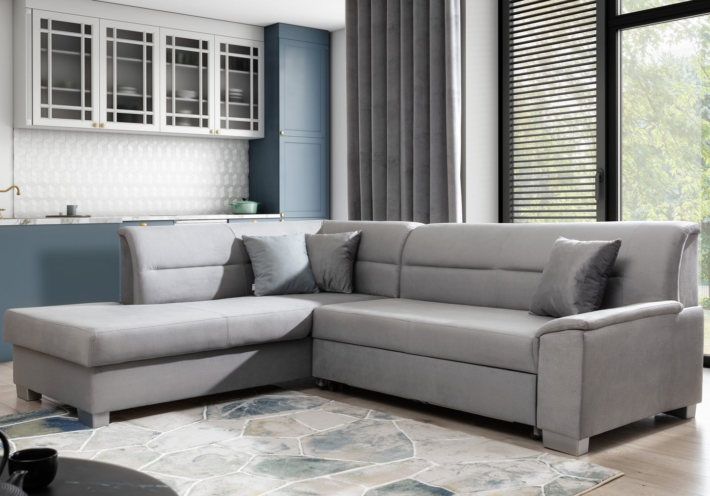 BERGENO - Corner Sofa with Sleeping Function and Storage Width 247 cm