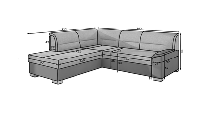 BERGENO - Corner Sofa with Sleeping Function and Storage Width 247 cm