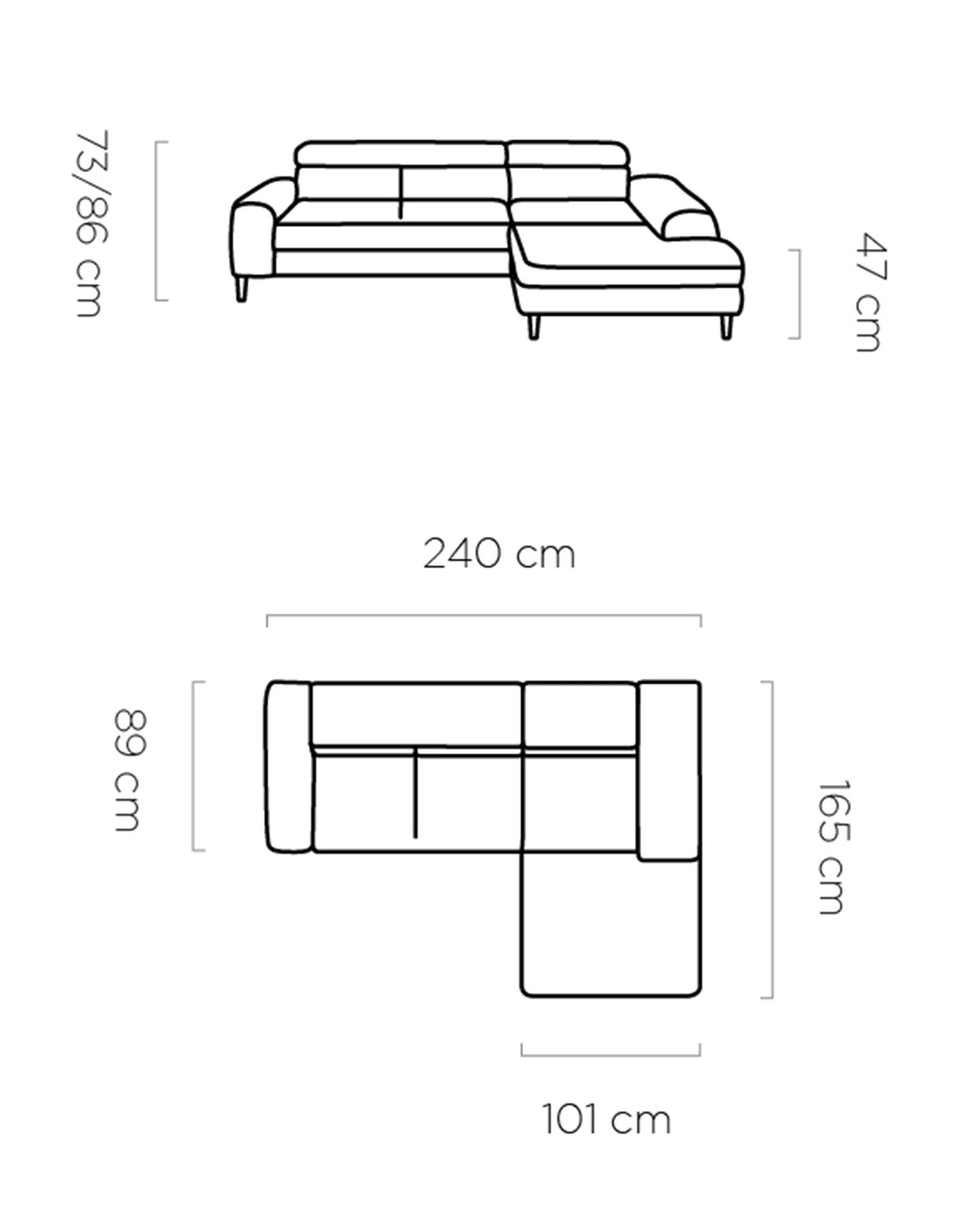 CALICIO - L-Shape Corner Sofa Bed With Sleeping Function Various Colour width 240 cm