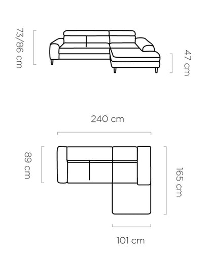 CALICIO - L-Shape Corner Sofa Bed With Sleeping Function Various Colour width 240 cm