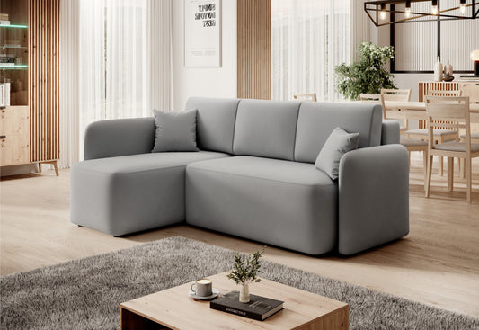 HANOKI -  Corner Sofa Bed with Storage and Sleeping Function Various Colours Width 206 cm