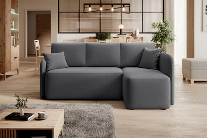 HANOKI -  Corner Sofa Bed with Storage and Sleeping Function Various Colours Width 206 cm