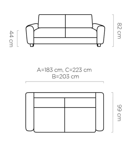 CALRO C - Sofa with Pull Out Bed Custom Colour Width 223 cm