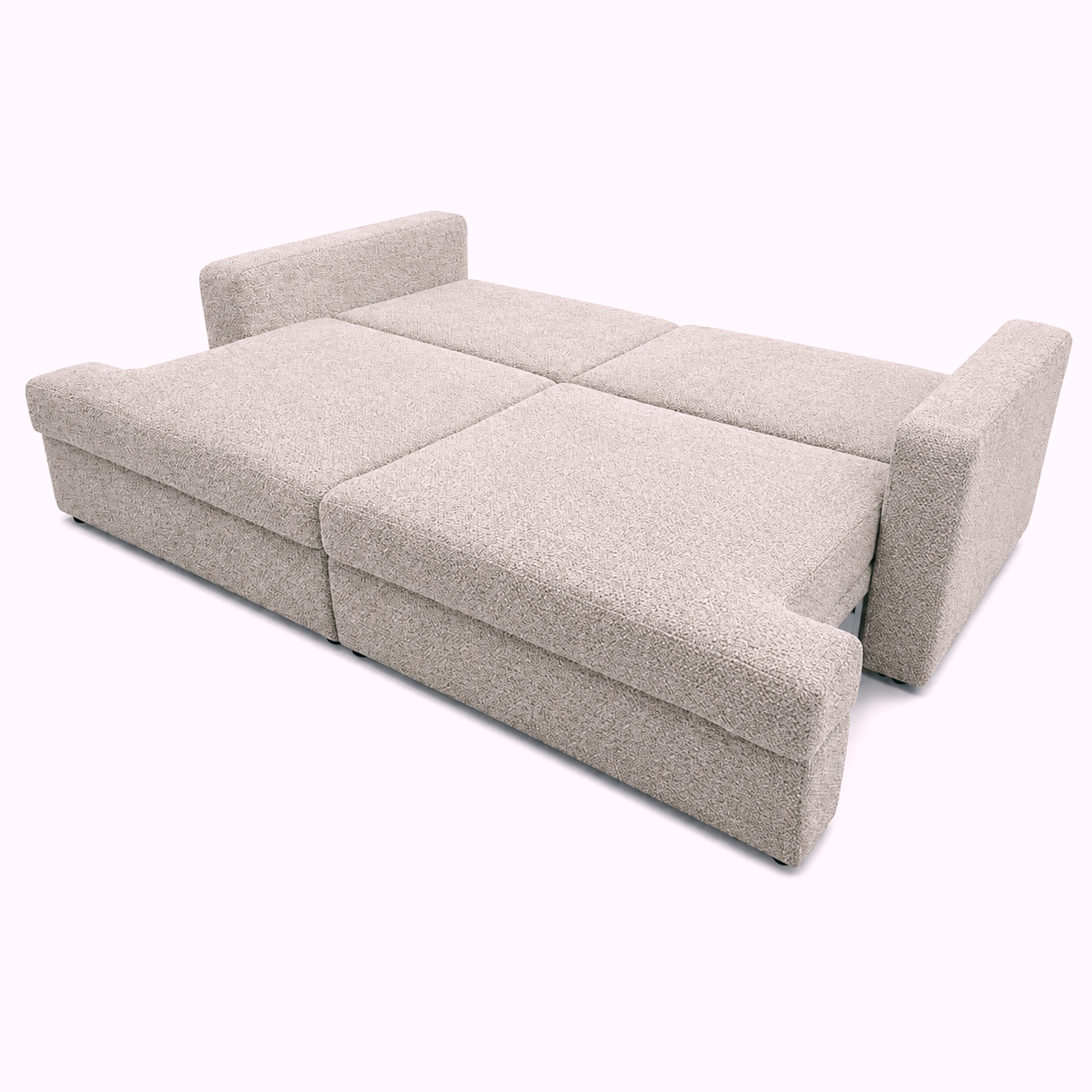 A  grey-beige fabric sofa bed, white background