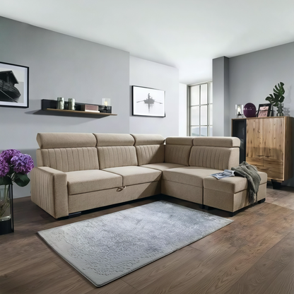 Tokio Cristap Right Hand Corner Sofa Bed | Light Beige (Maya 03), Width: 255 cm | 100"