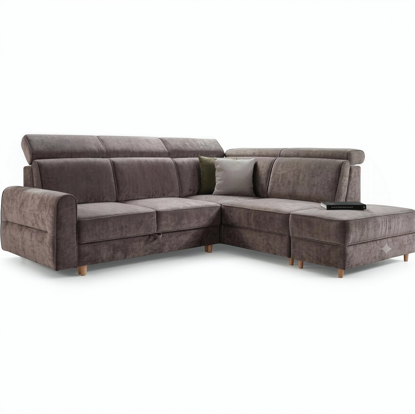 Spello Right-Hand Corner Sofa Bed | Light Brown Chenille (Finn 16)