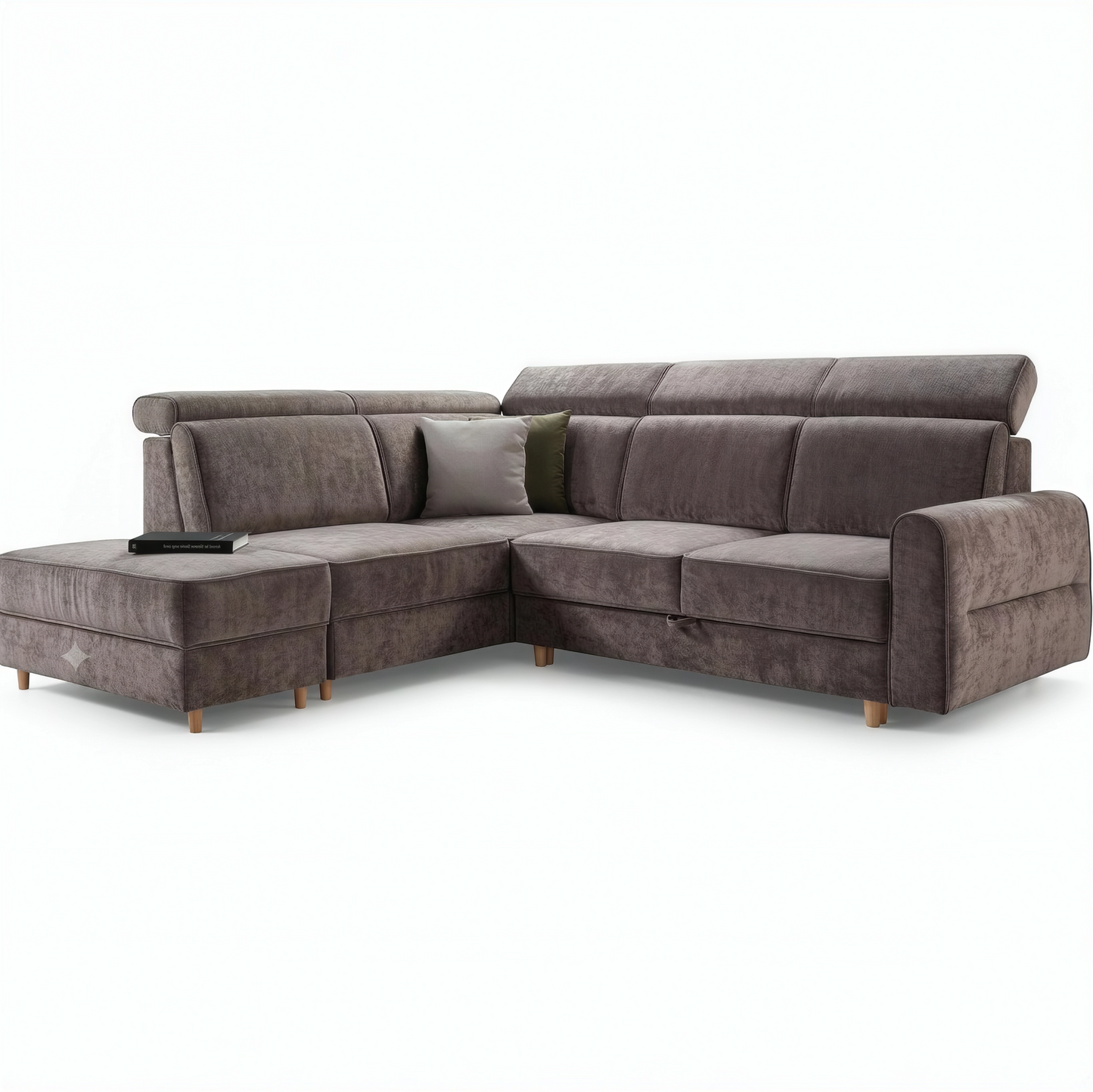 Spello CrisTap Left-Hand Corner Sofa Bed | Light Brown Chenille (Finn 16)