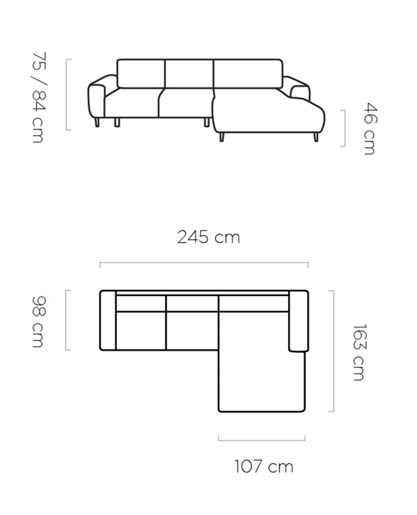 Lucio - Luxury L-Shape Corner Sofa Bed With Sleeping Function width 245 cm