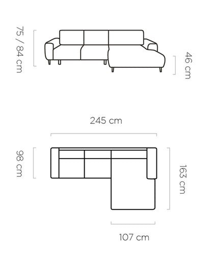 Lucio - Luxury L-Shape Corner Sofa Bed With Sleeping Function width 245 cm