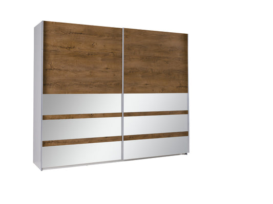 LUXY - Big Modern Wardrobe with Shelves and Rail, 2 Options >244cm<