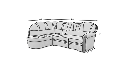 LORDI - Corner Sofa With Sleeping Function Storage Various Colour Width 243 cm