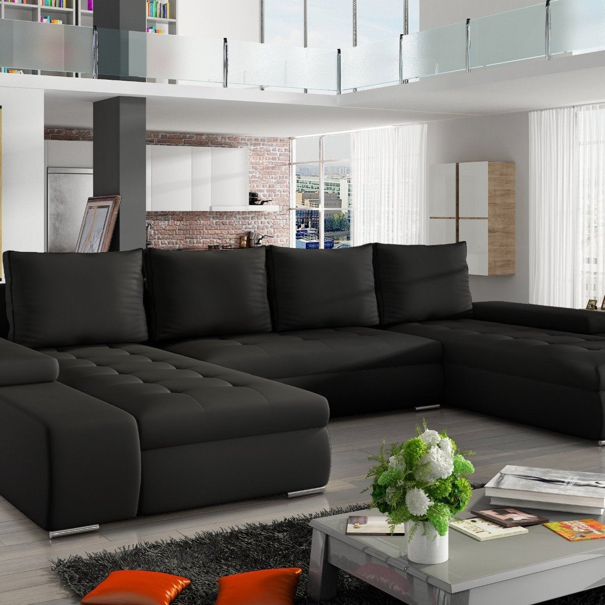 MARTINO - U-SHAPE Corner Sofa with Double Bed and Storage Width 363 cm