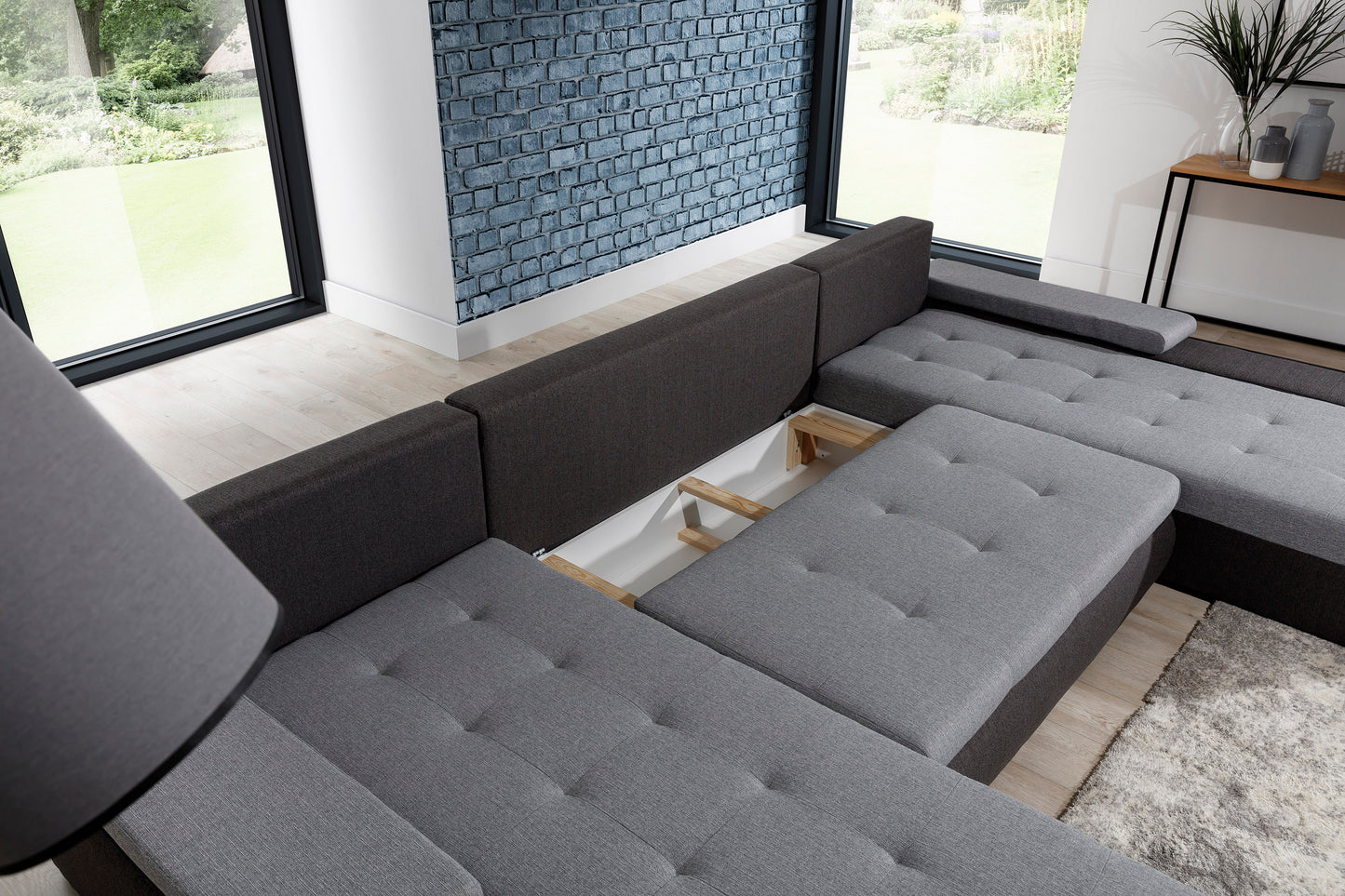 MARTINO - U-SHAPE Corner Sofa with Double Bed and Storage Width 363 cm