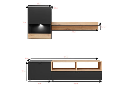 MINIS – Elegant and Functional Wall Unit with Cabinets and Shelves for Audio/TV Equipment, Perfect for Modern Interior