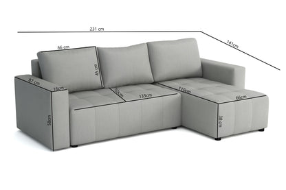 PRIMO Corner Sofa with Sleeping Function and Storage Width 231 cm