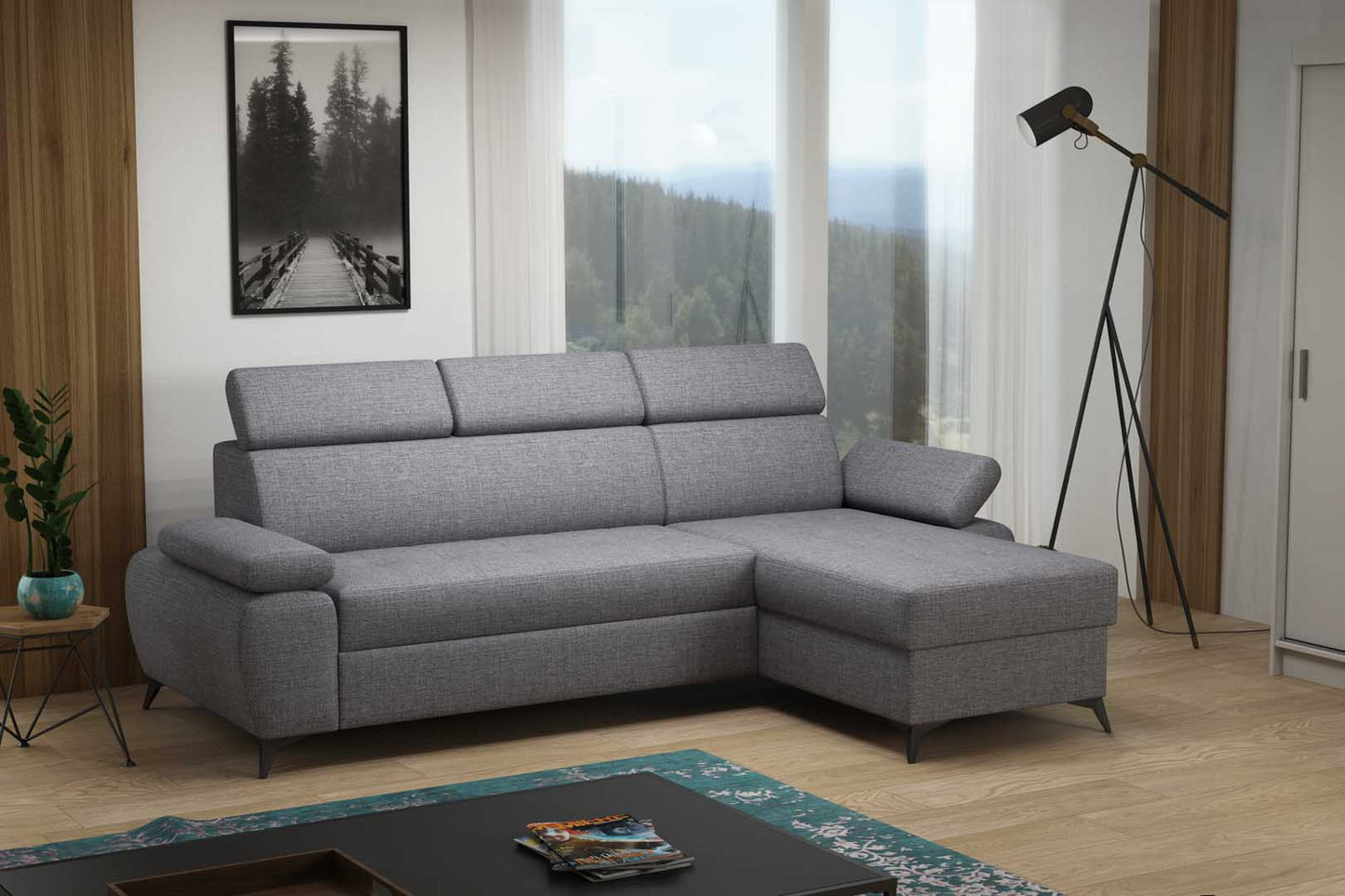 GALAXY Corner Sofa with Sleeping Function and Storage Custom Colour Width 257 cm