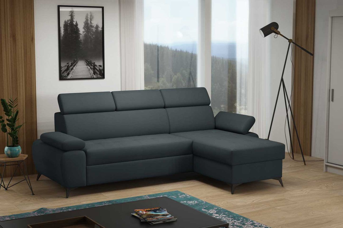 GALAXY Corner Sofa with Sleeping Function and Storage Custom Colour Width 257 cm