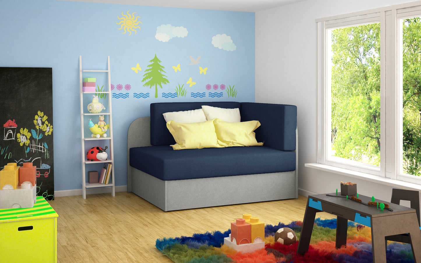 SOFA BED 'KIDDO' WITH SLEEPING FUNCION VARIOUS COLOURS >104 x 60cm<