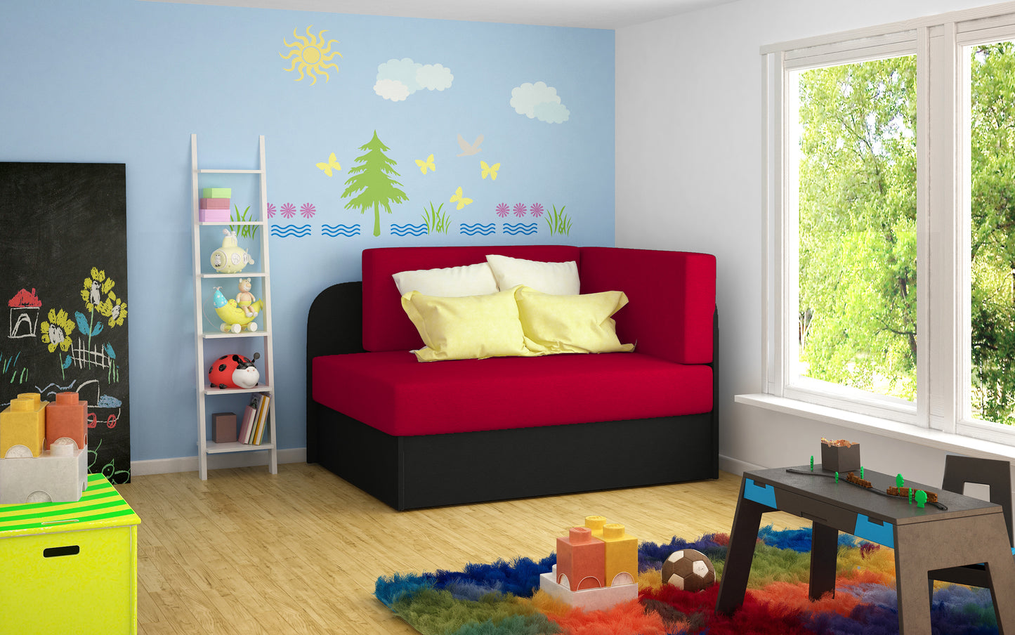 SOFA BED 'KIDDO' WITH SLEEPING FUNCION VARIOUS COLOURS >104 x 60cm<