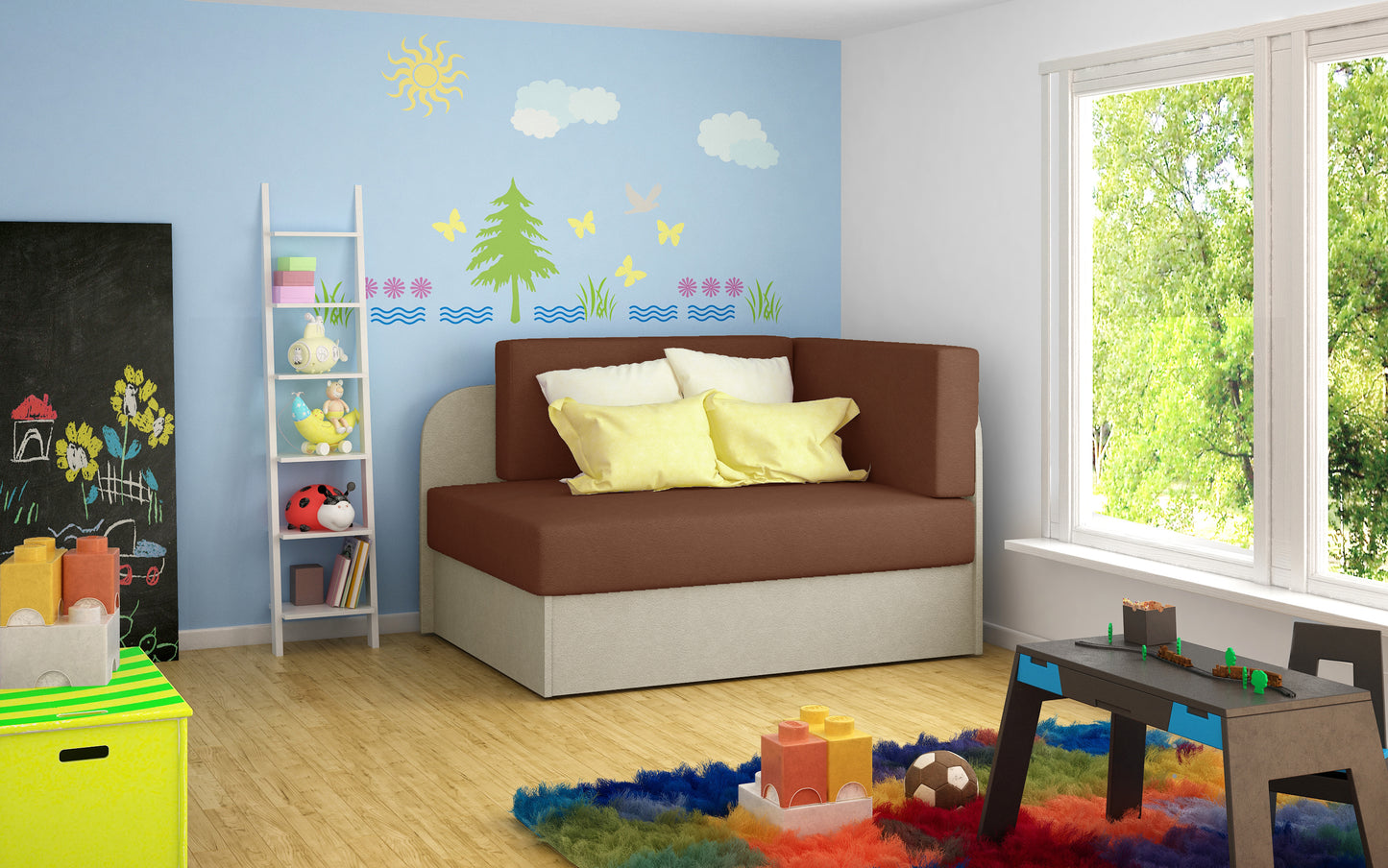 SOFA BED 'KIDDO' WITH SLEEPING FUNCION VARIOUS COLOURS >104 x 60cm<