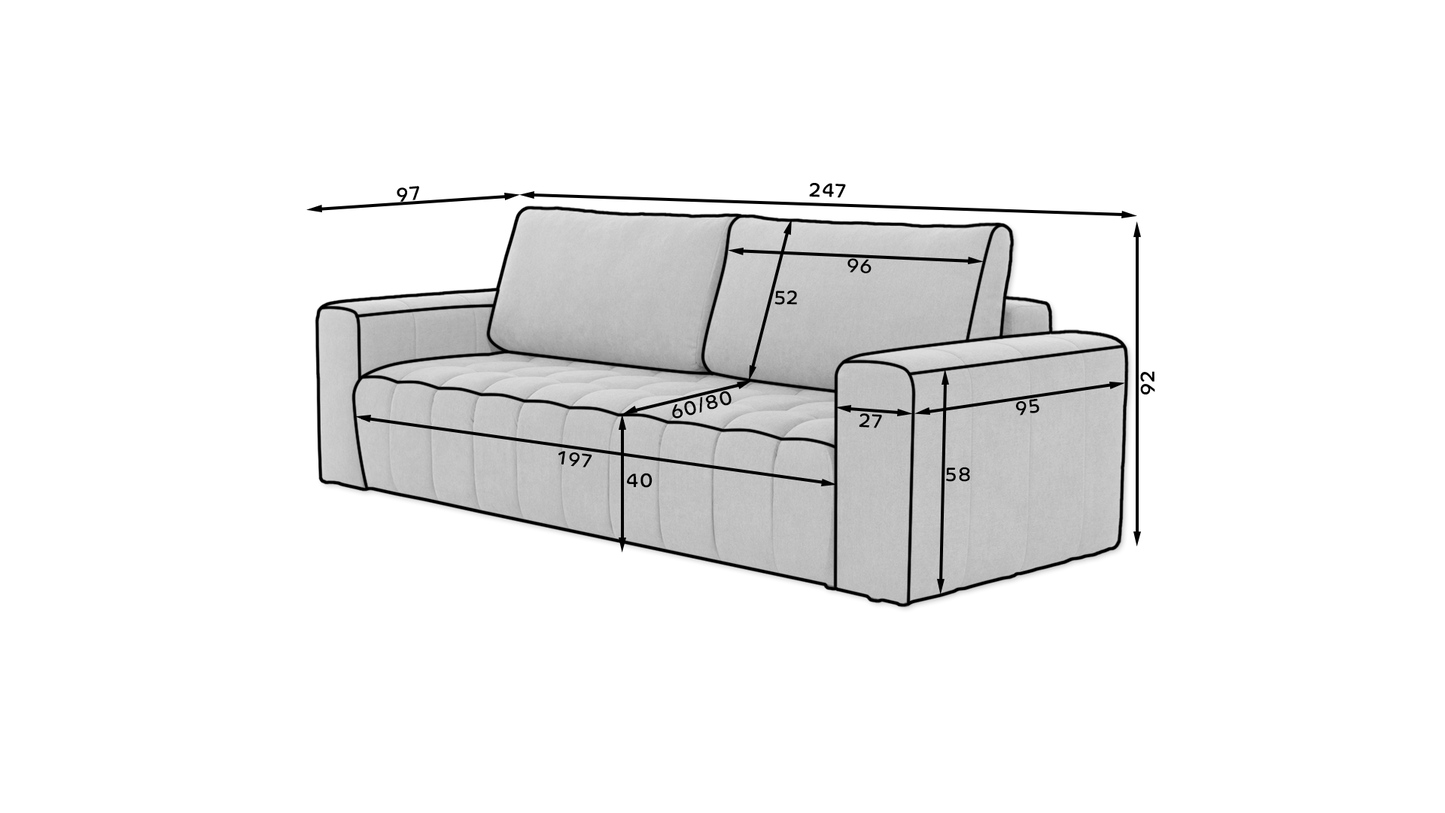 LAZANTA - Sofa with Sleeping Function & Storage Width 247 cm