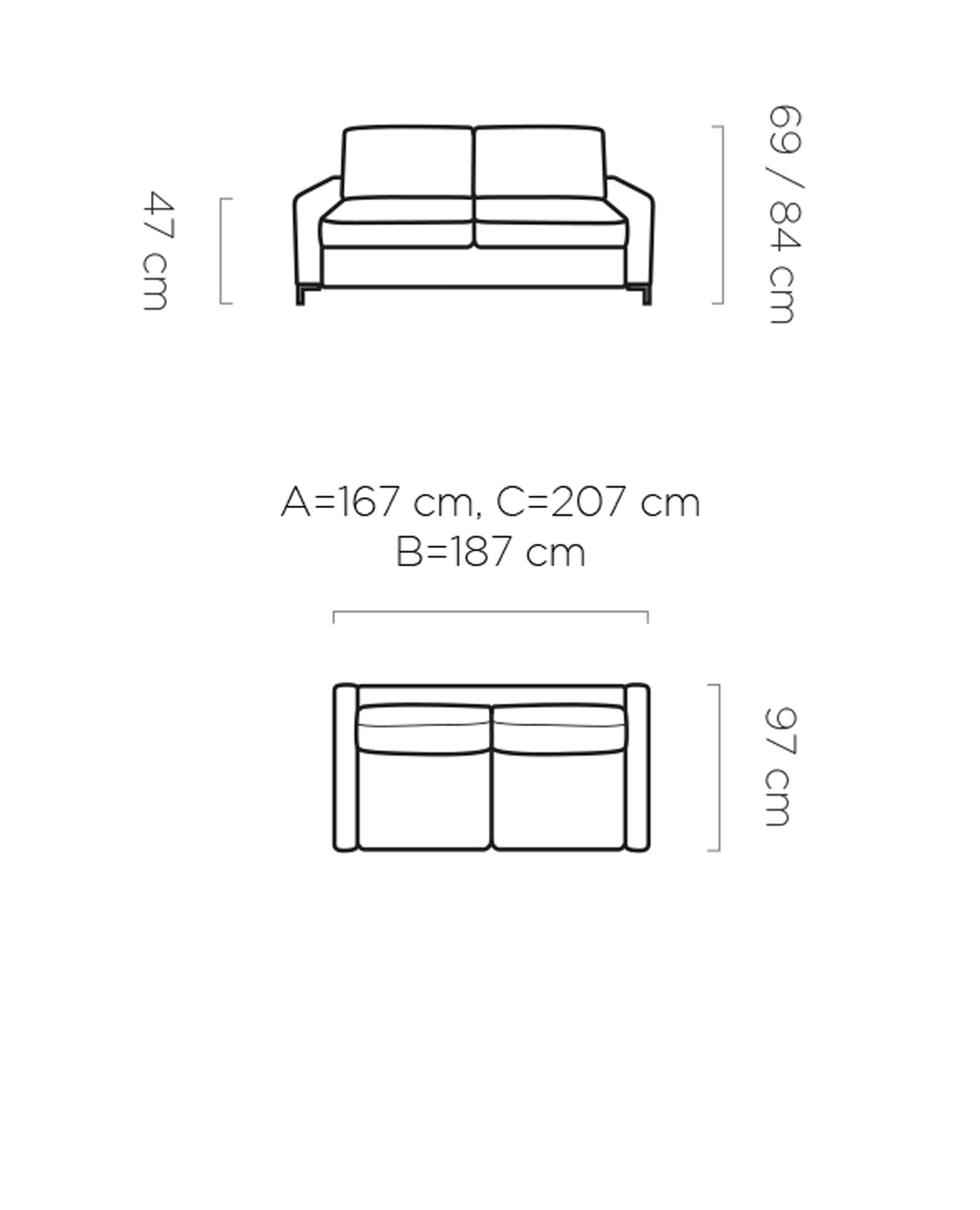 TINKO - SOFA BED WITH SLEEPING FUNCTION VARIOUS COLOUR WIDTH 207 CM