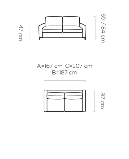 TINKO - SOFA BED WITH SLEEPING FUNCTION VARIOUS COLOUR WIDTH 207 CM