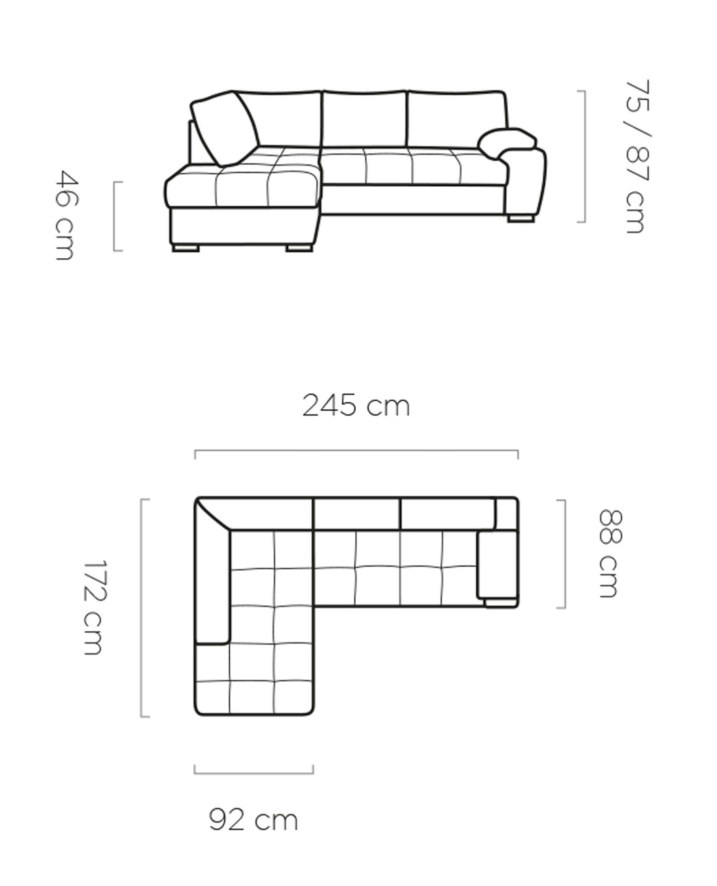 Toricios - L-Shape Corner Sofa Bed With Sleeping Function width >245 cm<