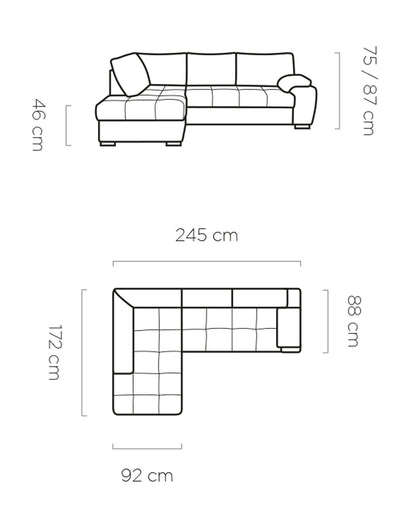 Toricios - L-Shape Corner Sofa Bed With Sleeping Function width >245 cm<