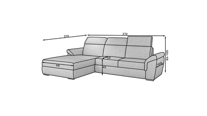 TENADSON - CORNER SOFA BED WITH SLEEPING FUNCTION & STORAGE L-SHAPE > 272 x 100cm <