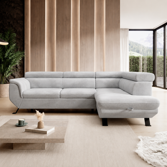 The Kingston L - Right Hand Corner Sofa Bed with Sleeping Function > Fast Delivery <