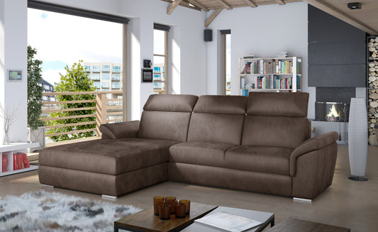 TENADSON - CORNER SOFA BED WITH SLEEPING FUNCTION & STORAGE L-SHAPE > 272 x 100cm <