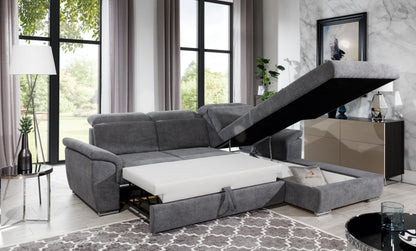 TENADSON - CORNER SOFA BED WITH SLEEPING FUNCTION & STORAGE L-SHAPE > 272 x 100cm <