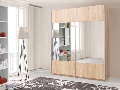 VARION - Modern Sliding Door Wardrobe with Mirror, Shelves and Rail >175cm<