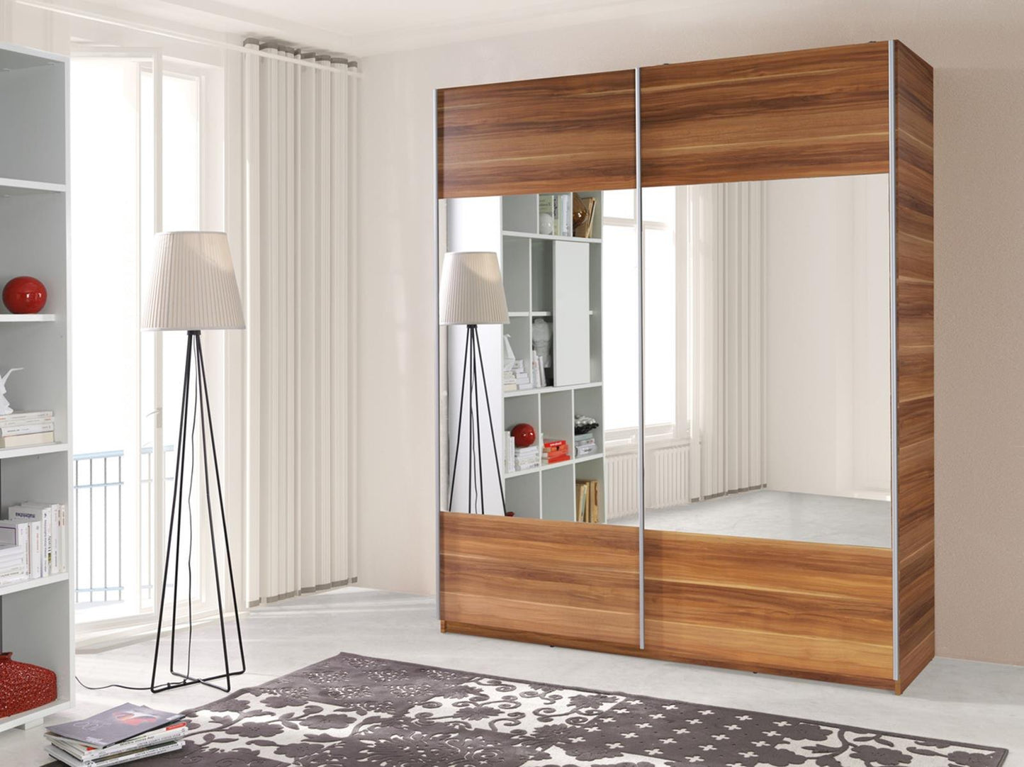 VARION - Modern Sliding Door Wardrobe with Mirror, Shelves and Rail >175cm<