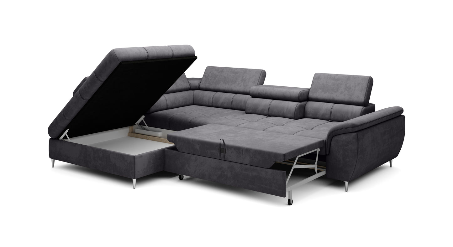 EMPONI - Luxury Corner Sofa with Double Bed & Storage For Minimialist Interiors Width 290 cm
