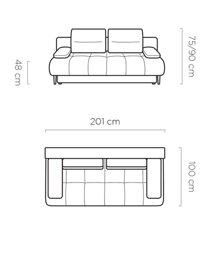 ALISA - SOFA BED WITH SLEEPING FUNCTION&STORAGE VARIOUS COLOUR WIDTH 201 CM