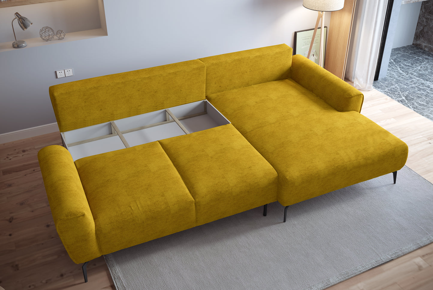 BALIO - Corner Sofa with Double Bed & Storge Custom Colour Width 278cm