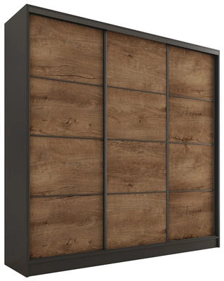 ANEYA - 3 Sliding Doors Wardrobe With Drawers Shelves 2 Rail, 3 Colour Options 180 cm