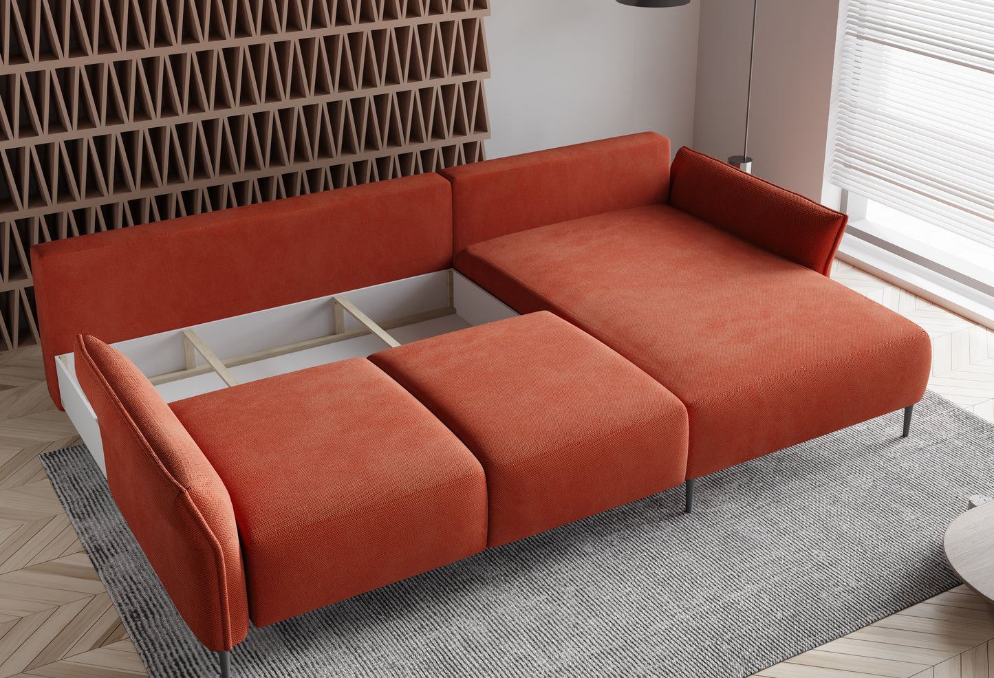 Louise Monolith - L-Shape Corner Sofa Bed With Sleeping Function width 255 cm