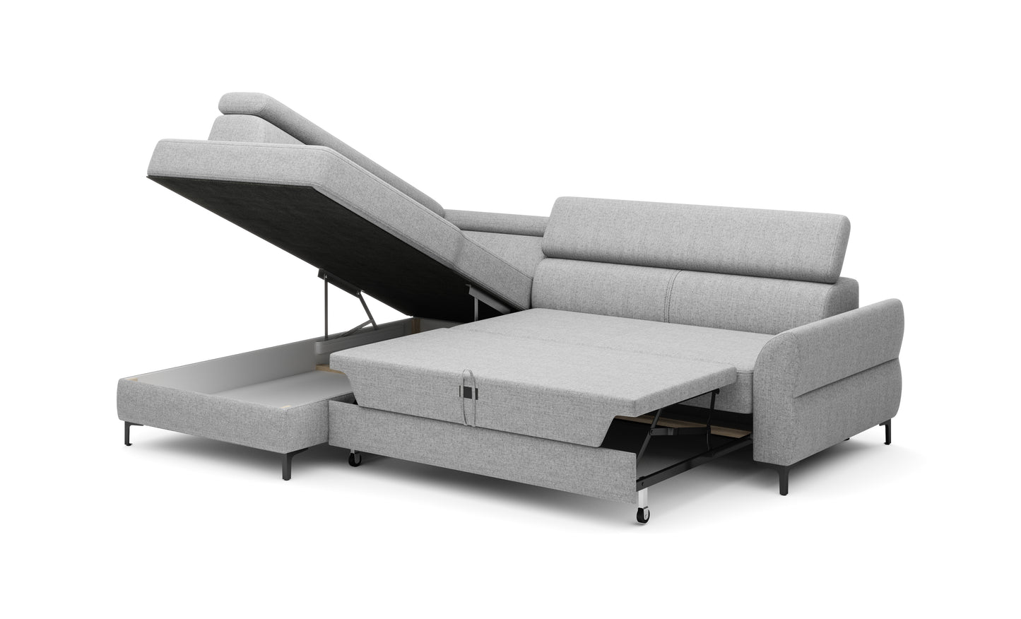 Roma - L-Shape Corner Sofa Bed With Sleeping Function Various Colour width >250x90 cm<